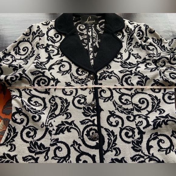 Liorah Exclusive Knits Silver Metallic Cardigan Jacket Wool Blend Size 14 - Picture 10 of 11